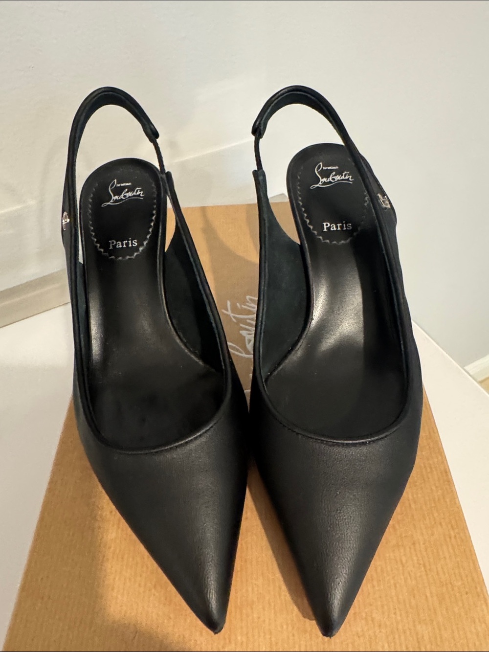 Christian Louboutin Black Slingback Kitten Heels with Red Sole - Picture 3 of 4